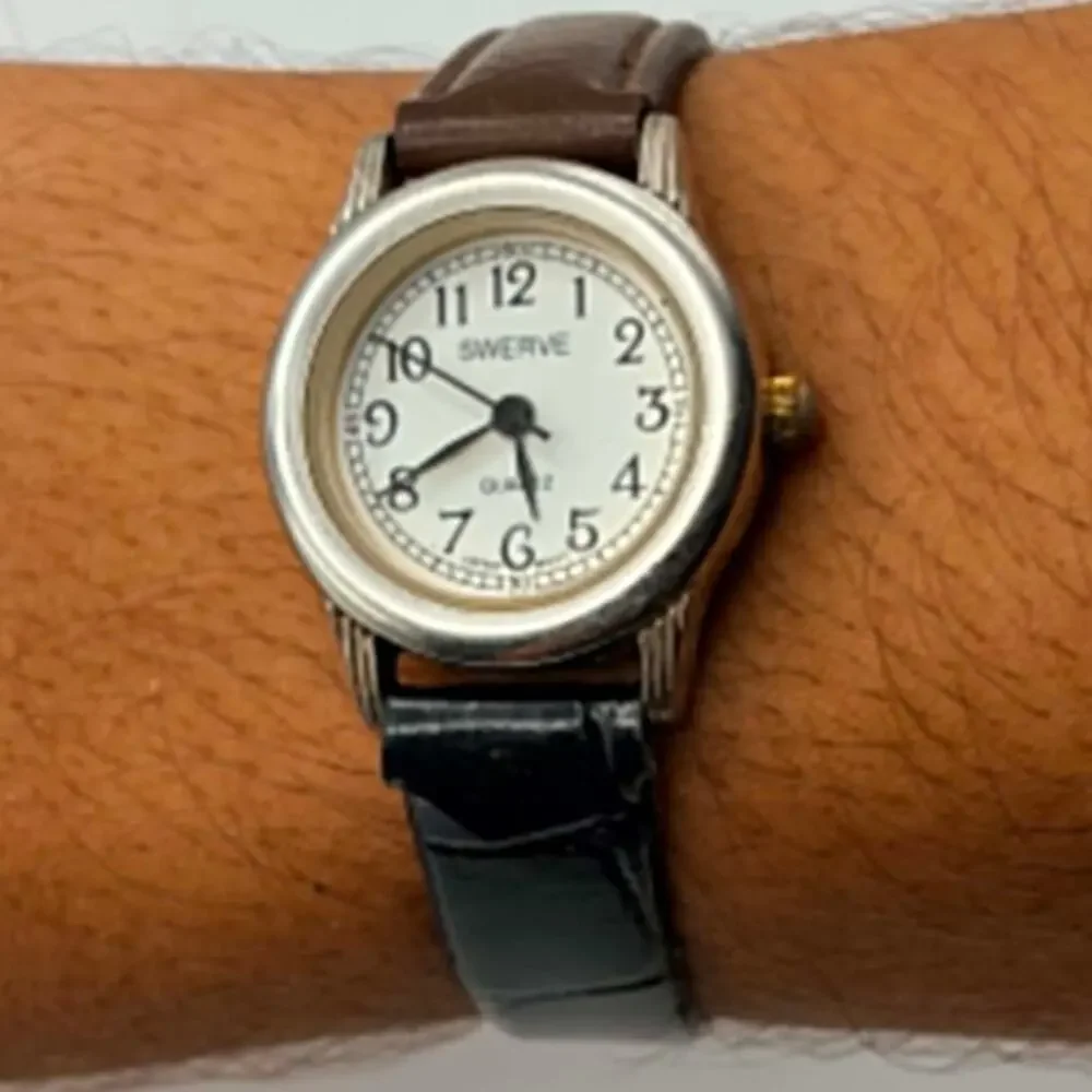 Silver & Brown Swerve Watch
